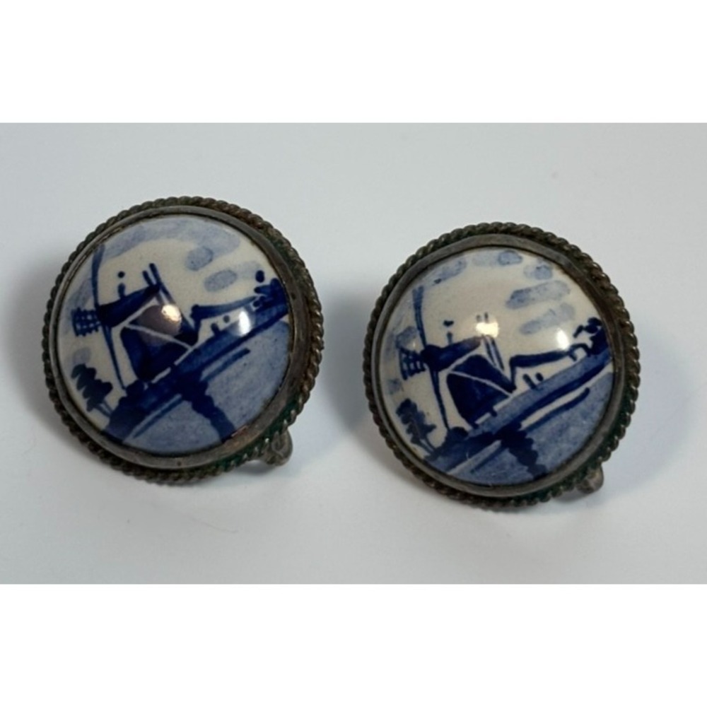 Earrings‎ Delft Vintage Porcelain Elegant Detailed